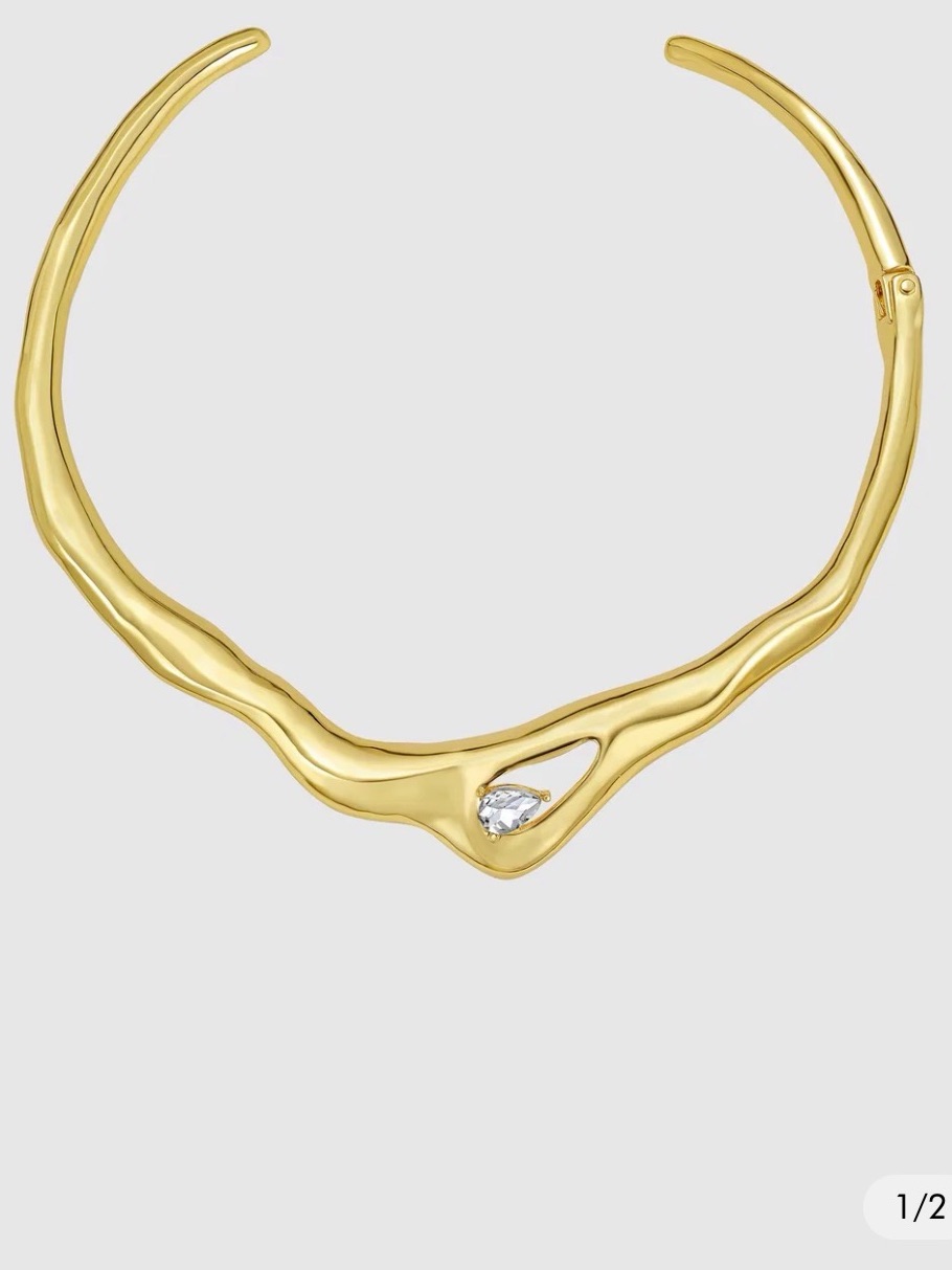 Nwt Rebecca Minkoff Organic Collar Necklace With Cubic Zirconia